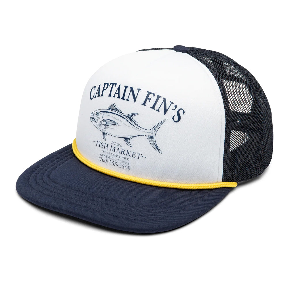 Captain Fin Co - Fish Market Trucker Cap - White/Navy – Captain Fin Co - UK